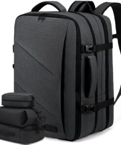 LOVEVOOK Sac à Dos Voyage Cabine Avion Homme Femme Gris Imperméable 15.6 Pouces Antivol 30L