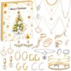 Calendrier de l'avent Hifot Bijoux 2024 Femme Surprises Noël Épouse Mère Filles 24 Boucles d'oreilles