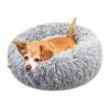 Brevanza Panier Chien Moussy + Lavable + Lit Donut Chien (Diamètre 50cm, Gris) Brevanza Tapis Rond Anti-Dérapant + Moe