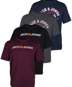 JACK & JONES Lot de 4 t-shirts homme imprimés logos coton trendiness jeune adulte fantaisie