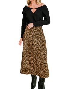 CUPSHE Jupe midi trapèze pour femme élégante – Tissu extensible, Taille droite, Parfait pour le quotidien et les sorties