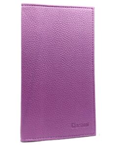 Charmoni Etui Porte-chéquier en Cuir Vachette Mauve - 2 Emplacements - Cuir Vachette - 11 cm x 19 cm
