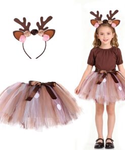 Hifot Deguisement Renne Fille Serre-tête Tutu Halloween Noël Costume