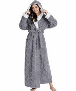 Robe de chambre PUTUO femme polaire: Peignoir chaud et long pour l'hiver avec capuche