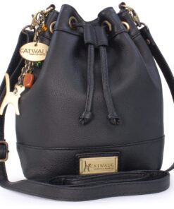 Sac Bandoulière Femmes Rochow - Cuir - Cordon de Serrage - Rochelle - Noir