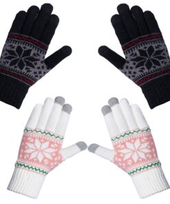 Chalier Fashion Gants Femme Hiver Chaud Tactile - Blanc/Gris - Taille Unique