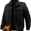 PASUDA Veste Homme Polaire Épaisse Zippée Militaire Coupe-Vent Chaud avec Poches Travail Casual