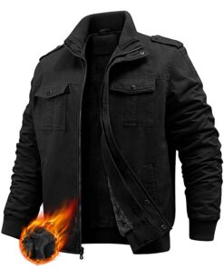 PASUDA Veste Homme Polaire Épaisse Zippée Militaire Coupe-Vent Chaud avec Poches Travail Casual