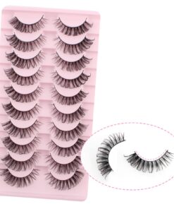 Oreola Lot de 10 paires de faux cils en forme d'œil de chat - Volume et courbure D - 10 paires de cils artificiels réuti
