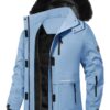 Veste Ski Voqeen Femme Imperméable Hiver Monteuse Coupe-vent Couvre-Chéche Amovible