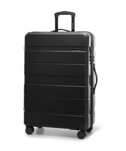 Valise Grande Taille Coque Rigide ABS Spinner Serrure Combinaison Poignée Télescopique Noir