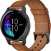 Bracelet Wanme Cuir Compatible Garmin Vivoactive 3 / Venu/Venu Sq 2 / Venu Sq, Homme Femme - 20mm pour Vivomove Sport/Fo
