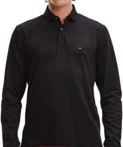 Tommy Hilfiger Polo Homme Organic Content 100% Cotton Regular Fit Manches Longues avec Patte de Boutonnage