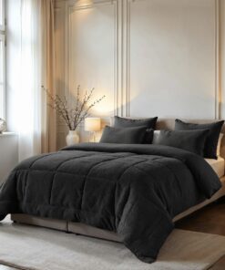 Zelesta Teddybed Couette 4 Saisons Anthracite 240x200 Cm - Couette Washable sans Cover - Hypoallergénique Moelleuse - Co