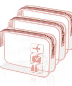 Talifoca 3 Pièces Trousse de Toilette Transparente, Sac de Voyage Étanche pour Hommes, Femmes et Enfants (Rose)