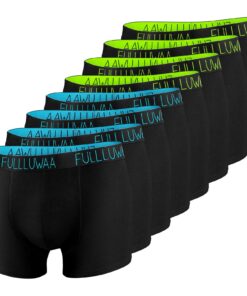 Fullluwaa Boxer Homme Confortable et Doux Caleçon Coton Calecon Lot de 8 Ceinture Élastique