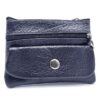 Charmoni Portefeuille en Cuir Véritable pour Homme - Multi Poches - Bleu - Zip et Bouton Pression