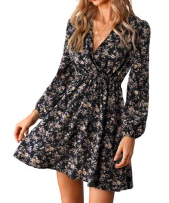CUPSHE Robe Femmes Été Licou Wrap Maxi Florale Ajustée Plage Vacances Taille Découpée Smockée