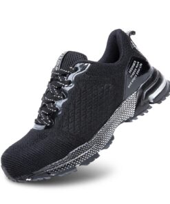 Hitmars Chaussures de Sécurité Hommes et Femmes EU36-48 Noir Gris | Embout d'Acier | Basket de Sécurité pour Travail et