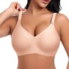 Ganado Soutien-gorge sans armatures confortable 3XL - Sans coutures V profond Push-up - Beige - Soutien-gorge doux pour