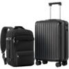 COOLIFE Valise Cabine Rigide TSA 55x40x20 et Bagage Cabine 40x20x25(20L) adapté aux voyages - Serrure TSA - 4 roulettes