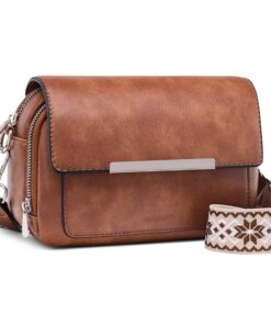 Roulens Sac à bandoulière pour femmes en cuir végétalien, grand sac pour téléphone porteur large sangle réglable