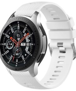 Bracelet Wánme Compatible Avec Samsung Galaxy Watch 46mm et 3 45mm, Gear S3 Frontier/Classic, Blanc 22mm Silicone