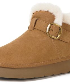 Dokela Bottes d'Hiver Chaudes pour Femmes en Cuir Véritable et Suède Doublure Fourrée