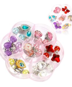 Hifot Boucles d'oreilles clip sans motif pour filles - Claires - 7 paires - Habille Princesse - Accessoires bijou pour e