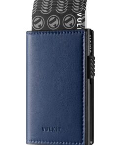VULKIT Porte-Cartes Pop-Up Antivol RFID en Cuir Mince pour Hommes - Idéal pour le Travail et le Voyage - Contient 11 Car