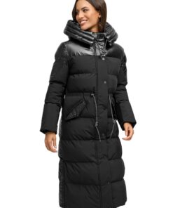 Navahoo N120 Manteau d'hiver pour femme avec capuche matelassé aspect mat et brillant (XS-3XL)
