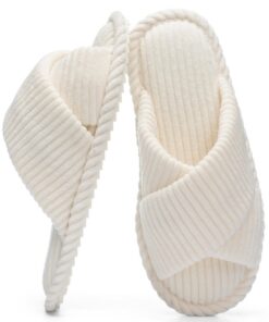 Chaussons GOEWY Femme Velours Côtelé Mousse Mémoire Anti-Dérapante Cadeauvisión