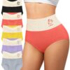 MIOTAN Lot de 5 Culottes en Coton pour Femmes Taille Haute et Contrôle du Ventre