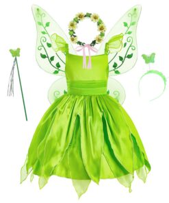 Costume de Tinkerbell Filles Robe Vert pour Bébé Fille Carnaval Halloween Fêtes Été