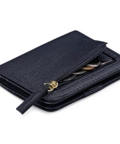 GAEKEAO Portefeuille Femme Sécurisé RFID en Cuir Véritable, 9 Emplacements Cartes, Porte-Monnaie à Fermeture Éclair Anti