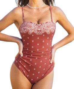 CUPSHE Maillot de bain une pièce décolleté en cœur bretelles réglables femme plage vacances lingerie