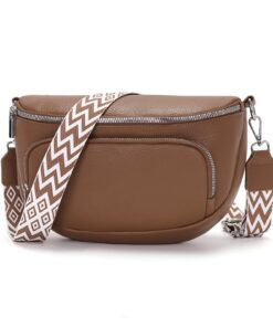 Boadlol Grand Sac Banane Femme Sac Bandouliere Cuir Vegan Sacoche Léger Poches Multiples Usage Jour et Nuit