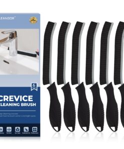 Cleangor Brosse à Joints Multi-Usages Nettoyage Salle de Bain, Cuisine et Fenêtre avec Poignée Ergonomique (Noir, 6)