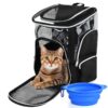 Sac Transport Chat Pliable pour Chien Petit Animal Amovible Matelas en Peluche Respirant pour Randonnée