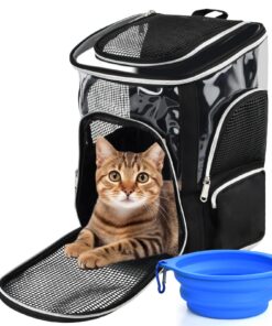 Sac Transport Chat Pliable pour Chien Petit Animal Amovible Matelas en Peluche Respirant pour Randonnée