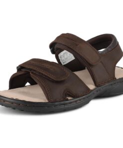Riemot Sandales en Cuir pour Homme - Sandales Sport bout Ouvert Extérieur Confortables et Respirantes - Chaussures d'été