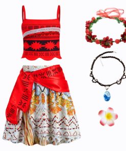 Robe Vaiana Filles Cosplay Carnaval Anniversaire Halloween Noël Fête Fancy avec Accessoires