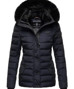 Veste d'hiver matelassée Navahoo Milianaa chaude pour femme avec capuche amovible en fourrure synthétique XS à 3XL - Tem