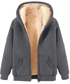 RUITOTP Veste Polaire Femme Chaud Sherpa Manches Longues Jacketavec Poche Zippée Thermique