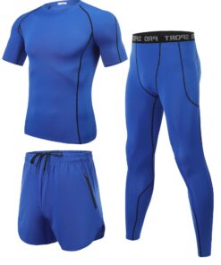 Compression Homme Ensemble Wayleb Fitness Maillot Serré Vêtement Running 3 Pièces Jogging Legging Leggings Vêtement S-XX