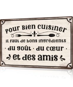Panneau Décoratif Putuo Art Culinaire en Métal Vintage Cuisine 30x20cm citation française