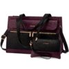 LOVEVOOK Sac à main grande capacité PU Cuir Imperméable pour Femme Voyage Travail Affaires, Violet 15,6 Pouces Laptop To