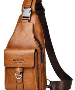 Sac de Poitrine PU Cuir Homme/Femme Sac Business et Loisir Design Élégant avec Doublure Intérieure pour Voyage