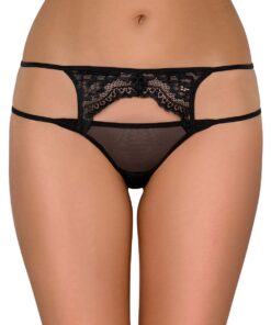 Titre SEO optimisé : Axami String Noir Dentelle Effet Double String pour Femmes en Cancérigène, Nuances Moulantes taille