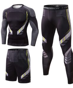 Compression Homme Vêtements Yishengwan Ensemble Tenue Sport Fitness